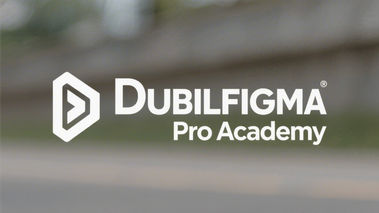 Minimalist wordmark logo reading Dublin Figma Pro Academy in clean sans-serif letters with a simple geometric mark, designed for easy generation without complex shapes or shading.